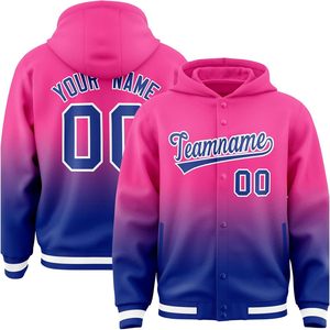 เสื้อแจ็คเก็ตบอมเบอร์แบบไล่เฉดสีตามสั่ง ปักตัวอักษร หมายเลข โลโก้ เสื้อฮู้ดดี้ส่วนตัวสำหรับทุกเพศทุกวัย เสื้อโค้ทเบสบอลสำหรับวัยรุ่น - Product Image 1