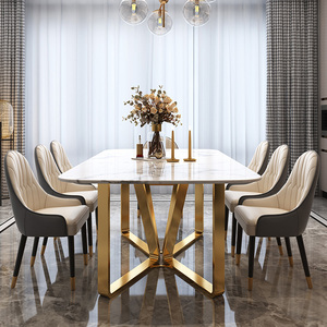 Homfun — ensemble de <span class=keywords><strong>table</strong></span> <span class=keywords><strong>à</strong></span> <span class=keywords><strong>manger</strong></span> en verre et marbre, style moderne, haut de gamme, <span class=keywords><strong>table</strong></span> <span class=keywords><strong>à</strong></span> <span class=keywords><strong>manger</strong></span> 8 places - Product Image 1