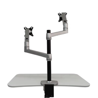 Support de moniteur de bureau à double écran Support de moniteur en aluminium à double bras réglable en hauteur Support de moniteur stable