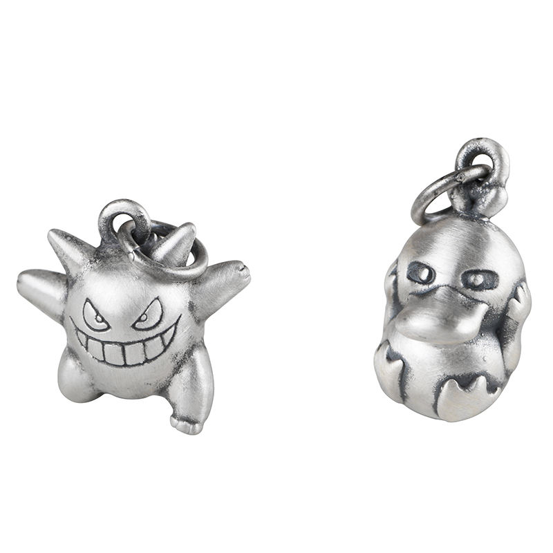 Sterling Silver Pendant Real 990 Sterling Silver Retro Design Gengar Psyduck Necklace Pendant For Men And Women 