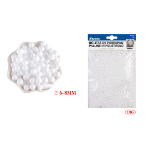 Perline bianche in polistirene espanso 6-8mm 13g per artigianato e decorazioni in Polyfoam - Product Image 1