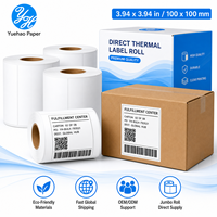 Rollo de Etiquetas Térmicas Directas de 100x100mm con Recubrimiento Superior, Autoadhesivas para Códigos de Barras y Almacenes