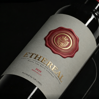 Étiquettes personnalisées pour bouteilles de vin rouge et de whisky, autocollants de luxe avec logo, impression sur papier coton gaufré avec dorure UV