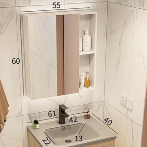 Nouvelle combinaison de meuble de salle de bain couleur bois avec lavabo intégré - Product Image 5