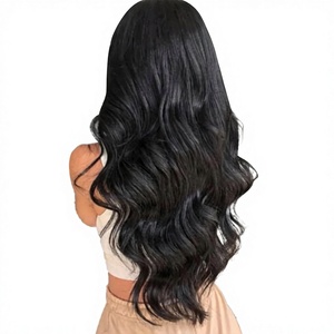 Extensioni <span class=keywords><strong>per</strong></span> <span class=keywords><strong>capelli</strong></span> a nastro lunghe, larghe, nere naturali, 80g, lisce e setose, a lunga durata, riutilizzabili, 100% Remy - Product Image 1