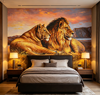 Papier peint mural personnalisé, motif animal africain lion, papier peint vintage pour salon, chambre à coucher, décoration murale intérieure commerciale