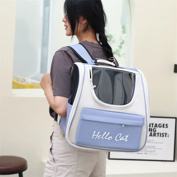 Factory Wholesale Contrast Color Cat Travel Backpack Breathable Carrier Pet Backpack for Small Dogs Cats