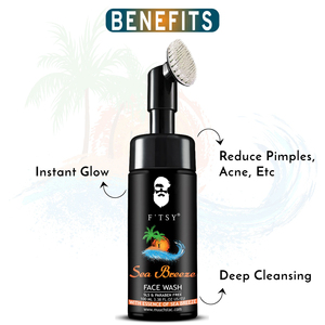 Etiqueta privada Etiqueta vegana Sea Breeze Face Wash Blanqueamiento Limpiador facial con cepillo de silicona para hombres - Product Image 3