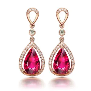 Luxury Earrings with Water Drop Shape Ruby Zircon gemstones Earrings for Women Wedding Party Gifts Jewelry