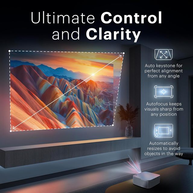 1080p Smart Projector,Google TV Built-in,300 ANSI,Auto Focus,HDMI,USB,WiFi,Bluetooth 5.0,HDR10,4K Decode,Portable Home Theater
