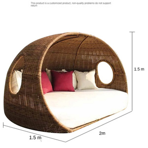 Lit rond de repos en <span class=keywords><strong>rotin</strong></span> tressé <span class=keywords><strong>imitation</strong></span> <span class=keywords><strong>rotin</strong></span> pour loisirs en plein air - Product Image 4