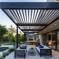 Pergola à lames orientables en alliage d'aluminium haute résistance, résistante aux ouragans, réglable, imperméable, écologique et avec revêtement poudré