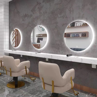 Miroir sans cadre à effet vague pour salon de coiffure, miroir LED mural pour permanente et coloration, miroir LED pour barbier