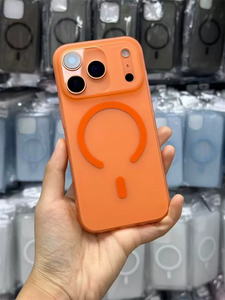 Funda Magnética Ultraligera y Ultrafina para <span class=keywords><strong>iPhone</strong></span> 17 Pro Max 16 15 14 con Protección de Orificios Finos, Funda Transparente Naranja para <span class=keywords><strong>iPhone</strong></span> 17 Pro - Product Image 1