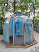 Moderna Carpa Domo de Policarbonato Transparente Tipo Iglú para Jardín Exterior con Vista Panorámica 360° para Resort, Villa y Comedor