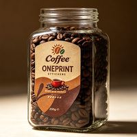 Étiquettes adhésives holographiques UV personnalisées et imperméables pour emballages de café d'origine unique, boissons, jus, lait, thé, et snacks
