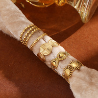 Ensemble de bagues ajustables en acier inoxydable électroplaqué, vente en gros, bagues ouvertes vintage, bijoux de mode quotidiens pour hommes et femmes