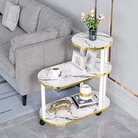 YISI Nordic Luxury Modern Metal Rock Plate Marble Pattern Small Coffee Living Room Furniture Set Side Table Easy Clean