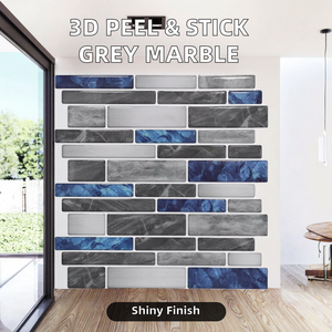 New Design European Wave Texture Grey Marble Mosaic Interior Wall <b>Backsplash</b> Navy Blue Metal Mosaic <b>Tile</b> - Product Image 2