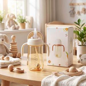 <span class=keywords><strong>Vaso</strong></span> Transparente con Forma de Copa y Tapa Abierta para Niños Pequeños, <span class=keywords><strong>Vaso</strong></span> de Transición Antiderrames Libre de BPA con Tapa Sellada - Product Image 2