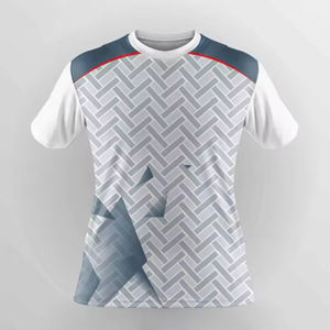 Vêtements de sport d'été pour hommes et femmes, t-shirt imprimé surdimensionné, motif rayé, tissu tricoté, t-shirt court sportif pour le tennis de table - Product Image 4
