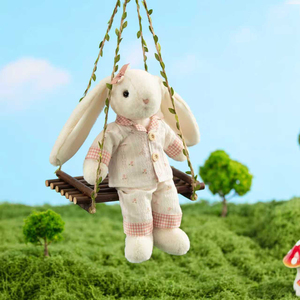 Peluche lapin mignon aux longues oreilles avec vêtements amovibles, jouet en peluche doux et moelleux pour enfants, cadeau d'anniversaire - Product Image 3