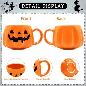 Tasses en céramique de conception en forme de citrouille d'Halloween moderne écologique pour décoration de fête - Product Image 5