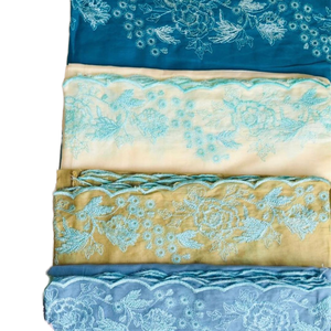 Chal de Algodón Voile al por Mayor con Bordado Floral, Borde Festoneado, Ligero, Transpirable, Suave y con Caída, para Mujer, OEM ODM Personalizado - Product Image 1