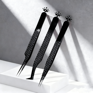 批发免费定制徽标睫毛延长镊子 带有私人标签的睫毛镊子 个人手工制作睫毛镊子 - Product Image 6