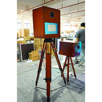 Photomaton magique avec miroir, grand format, en bois, 15,6 pouces, écran tactile, roues, ballon intelligent, complet