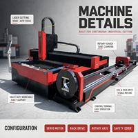 Machine de découpe laser fibre pour tôles et tubes 1500W avec mandrin rotatif pour acier au carbone, acier inoxydable, aluminium