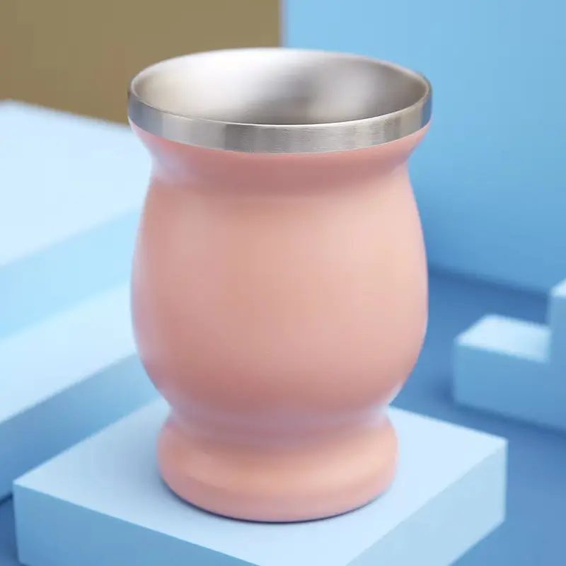 Modern paslanmaz çelik Yerba Mate çay bardağı İş partisi hediye taşınabilir 8oz paslanmaz çelik kahve çay bardağı iki katlı bardak
