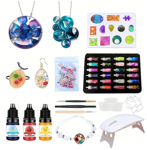 Kit de bijoux DIY en résine UV faite à la main, époxy transparent dur à durcissement rapide, moules en silicone, pendentifs, boucles d'oreilles, porte-clés, outils à paillettes - Product Image 5