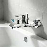Robinet de baignoire au design minimaliste moderne en alliage de zinc chromé avec cartouche céramique, idéal pour les salles de bain d'hôtels et d'appartements