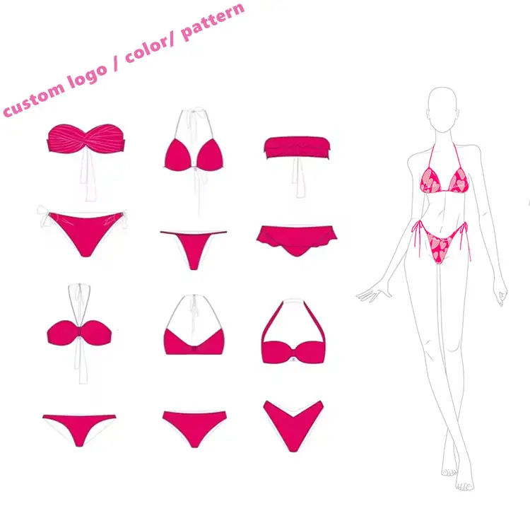 Mayo üreticisi toptan OEM özel iki parçalı mayo mayo kadınlar için bikini setleri
