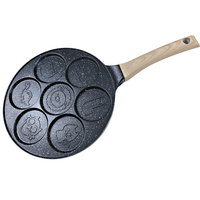 Poêle à crêpes antiadhésive compatible induction 10,5 pouces, mini poêle à 7 moules en forme de dollar argenté pour gâteaux et œufs, idéale pour les cadeaux d'enfants