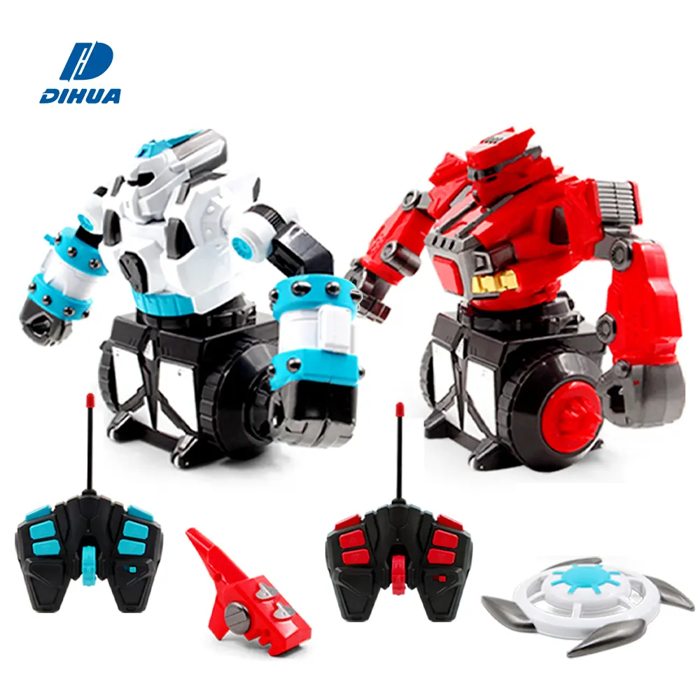 2 Player RC Boxing Fighting Robots Remote Control Battle Robot Toys Intelligent for Kids with Light and Rotating 360 degrees