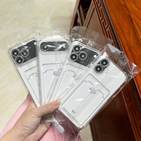Étui de téléphone transparent anti-chute en TPU avec porte-cartes et coque arrière transparente pour iPhone 18 17 16 Pro Max 15 14 13 12 11 Xs Xr Max
