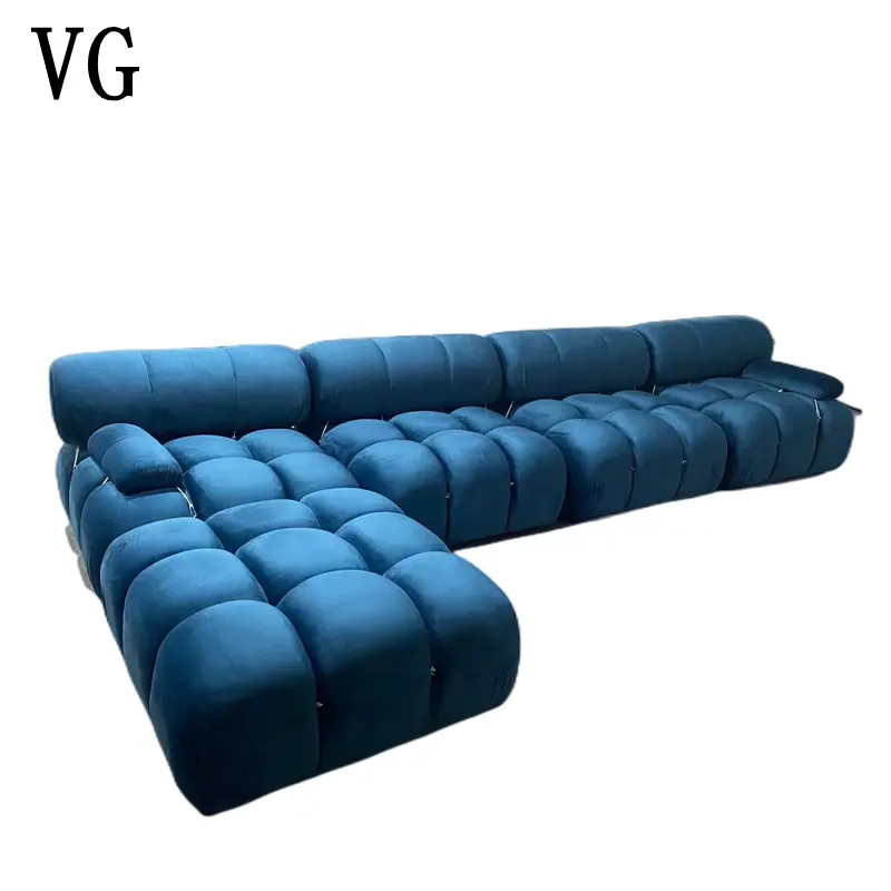 Popüler ev mavi kadife koltuk takımı güzellik renk Mario Bellini kesit kanepe oturma odası koltuk takımı mobilya