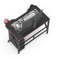Bureau de jeu en bois noir en forme de K, modèle BEISIJIE, directement de l'usine, avec porte-gobelet et design extensible