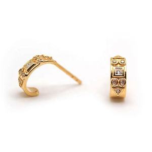 Boutique Sterling 925 Plata Cubic Zirconia Jewelry 14ct Gold Plated Huggies Pendientes - Product Image 3