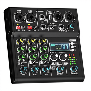 NGVM XR-4 สีดำ มิกเซอร์ดีเจระดับมืออาชีพ 4 แชนแนล พร้อม DSP ในตัว อีควอไลเซอร์ 3 แบนด์ บลูทูธ 5.0 บันทึกผ่าน USB สำหรับการแ<span class=keywords><strong>สด</strong></span>งสด +48V - Product Image 1