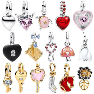 Abalorios de Plata 925 con Diseños de Corazón, Sello, Hongo, Flor de Circonita, Reloj de Arena y Tacones Altos, para Pulseras y Collares, Joyería Fina, Regalo - Product Image 1