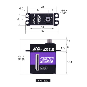 Agfrc a20cls 7.5kg mô-men xoắn cao 21g HV 8.4V thép bánh 0.08 giây coreless Mini kỹ thuật số lập trình servo scx24 1/24 Xe Robot - Product Image 4