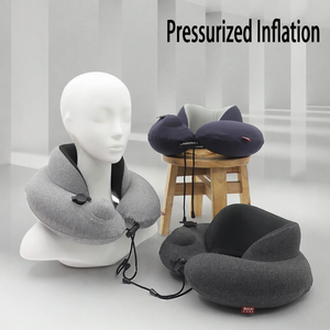 M Quick Inflate Travel <b>Neck</b> <b>Pillow</b> Adjustable <b>Neck</b> <b>Support</b> Compact Foldable <b>Pillow</b> for Airplane Office Car Nap Wholesale - Product Image 6