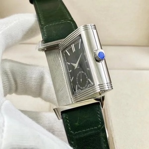 Dark Green Dial <b>Rectangular</b> Mechanical <b>Watch</b> with Stainless Steel Leather Strap, Vintage Business Men's Wristwatch - Product Image 3