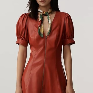 Robe Courte Décontractée à Motifs Floraux en Fausse Fourrure avec Fermeture Éclair sur le Devant, Manches Courtes et Dentelle Brodéée, Longueur Maxi, Taille Naturelle, Style Estival - Product Image 1