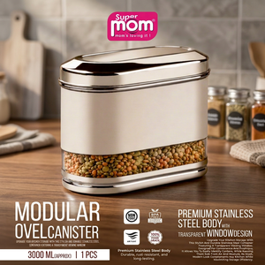Recipiente cilíndrico hermético de acero inoxidable Anax para almacenamiento de alimentos, a prueba de humedad, con tapas para mantener la frescura en la cocina, 3000 ml - Product Image 3