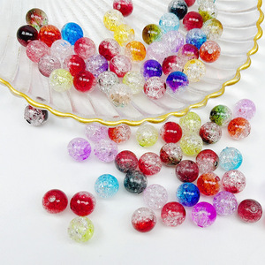 Ice-crushed Floral Pattern Round <b>Beads</b> 10mm <b>Plastic</b> Resin DIY Jewelry Accessories - Product Image 1