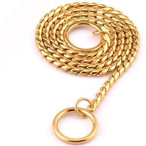 3mm 4mm 5mm Custom Zubehör Metall 18 Karat vergoldet Runde Schlangen kette Verstellbare Halskette Haustier Hunde ketten Halsbänder - Product Image 1